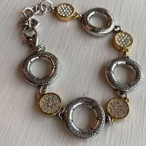 Brighton sun‎ drops silver, gold, and inset crystals round link bracelet